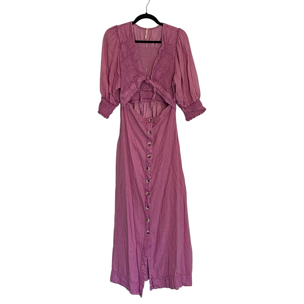 Free People Mauve Button-Front Maxi Dress